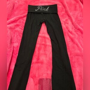 Black Pink rhinestone leggings